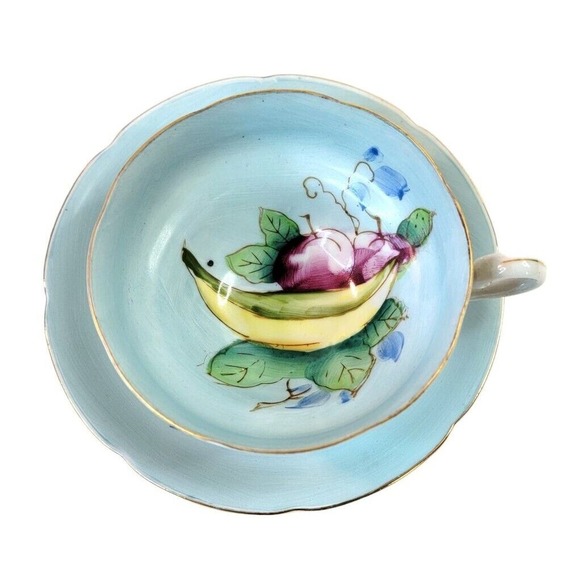 Vintage Hand Painted Banana Teacup And Saucer Pattern by Fern Japan - Picture 1 of 13